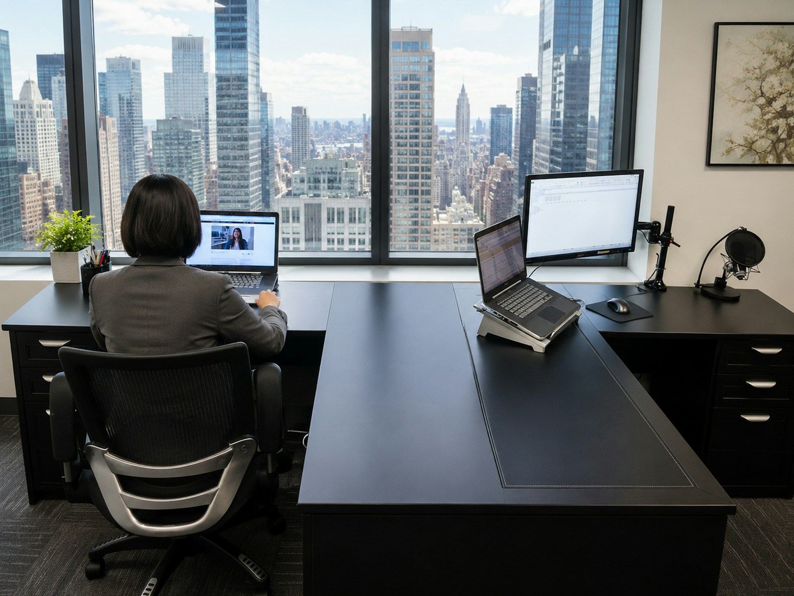 A PVRA team member working at a laptop